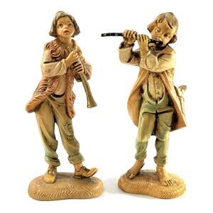 Fontanini Depose Italy 4.5” Nativity Musicians Set #116 #117 Flute Boys Figures